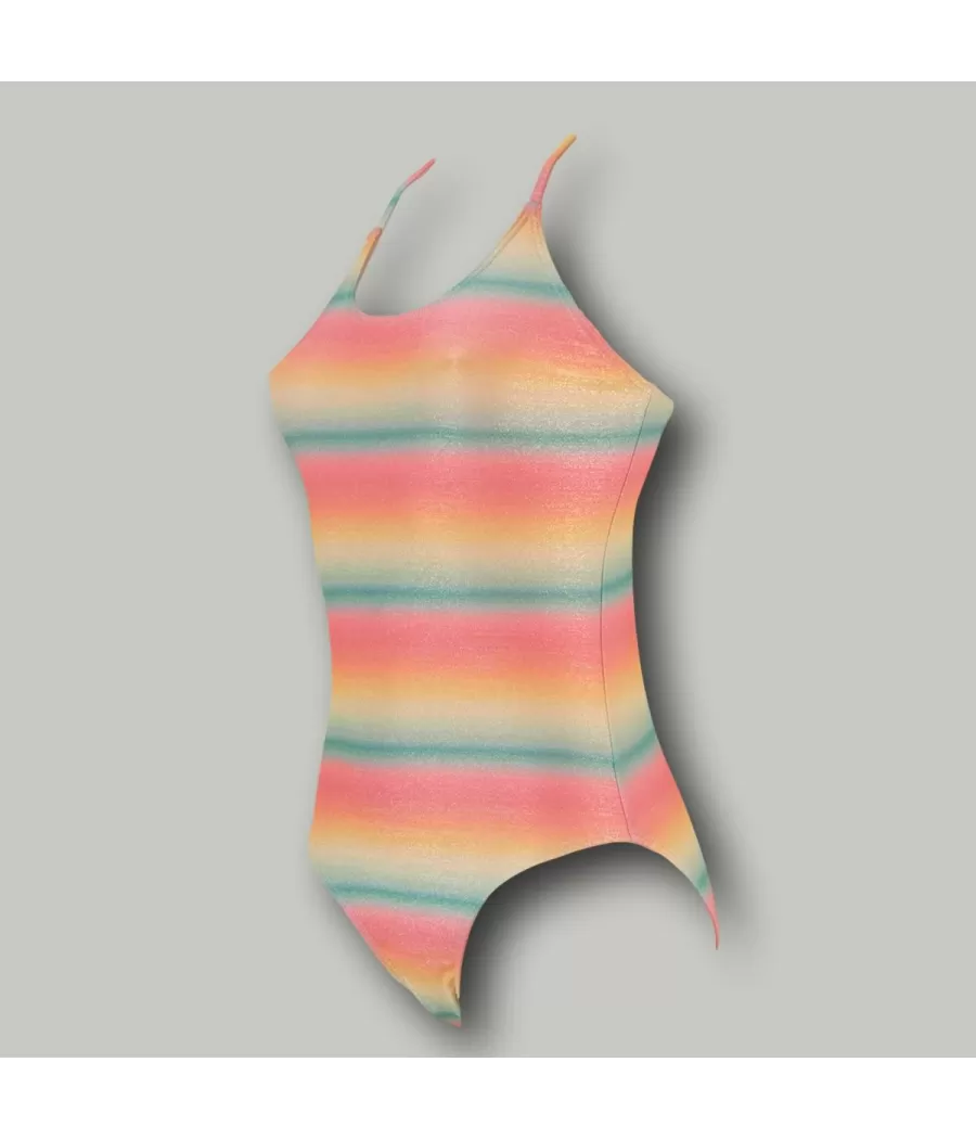 Maillot 1 pièce fille simple tie&dye mi saumon | Kiwi Saint Tropez