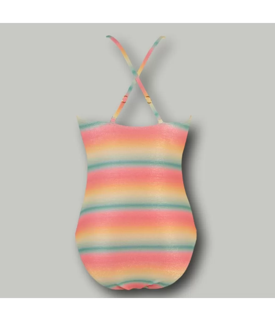 Maillot 1 pièce fille simple tie&dye mi saumon | Kiwi Saint Tropez