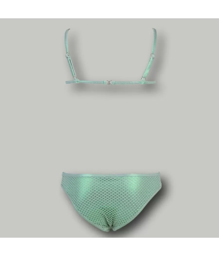 Maillot 2 pièces fille triangle Mermaid amande | Kiwi Saint Tropez