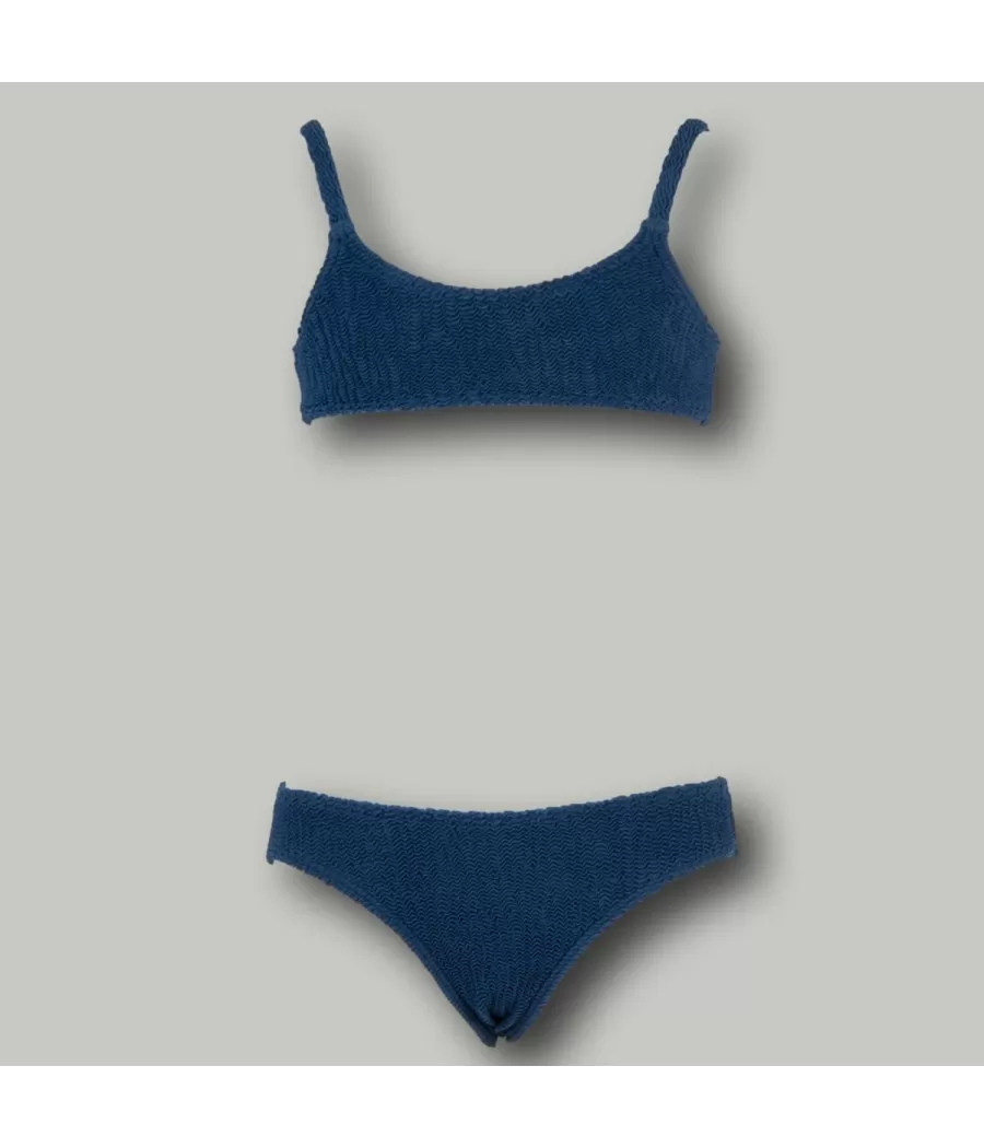 Maillot 2 pièces fille brassière ibizane pétrole | Kiwi Saint Tropez