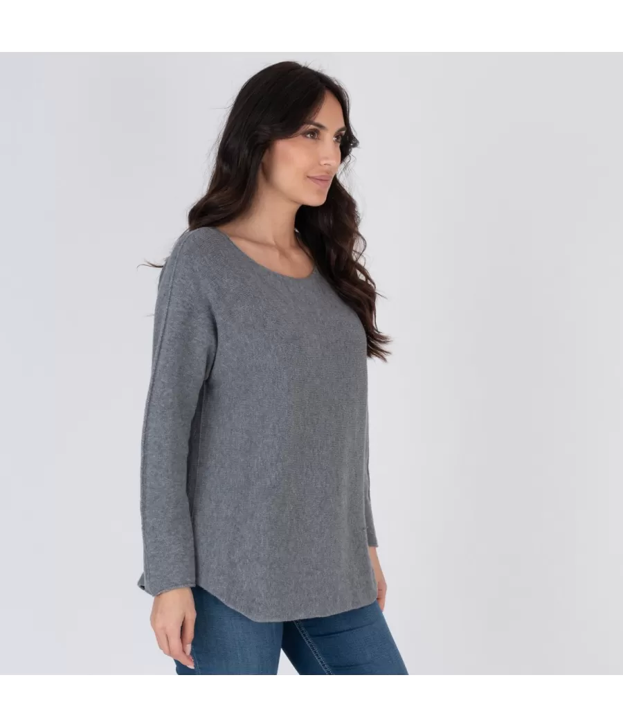 Pull femme couture gris