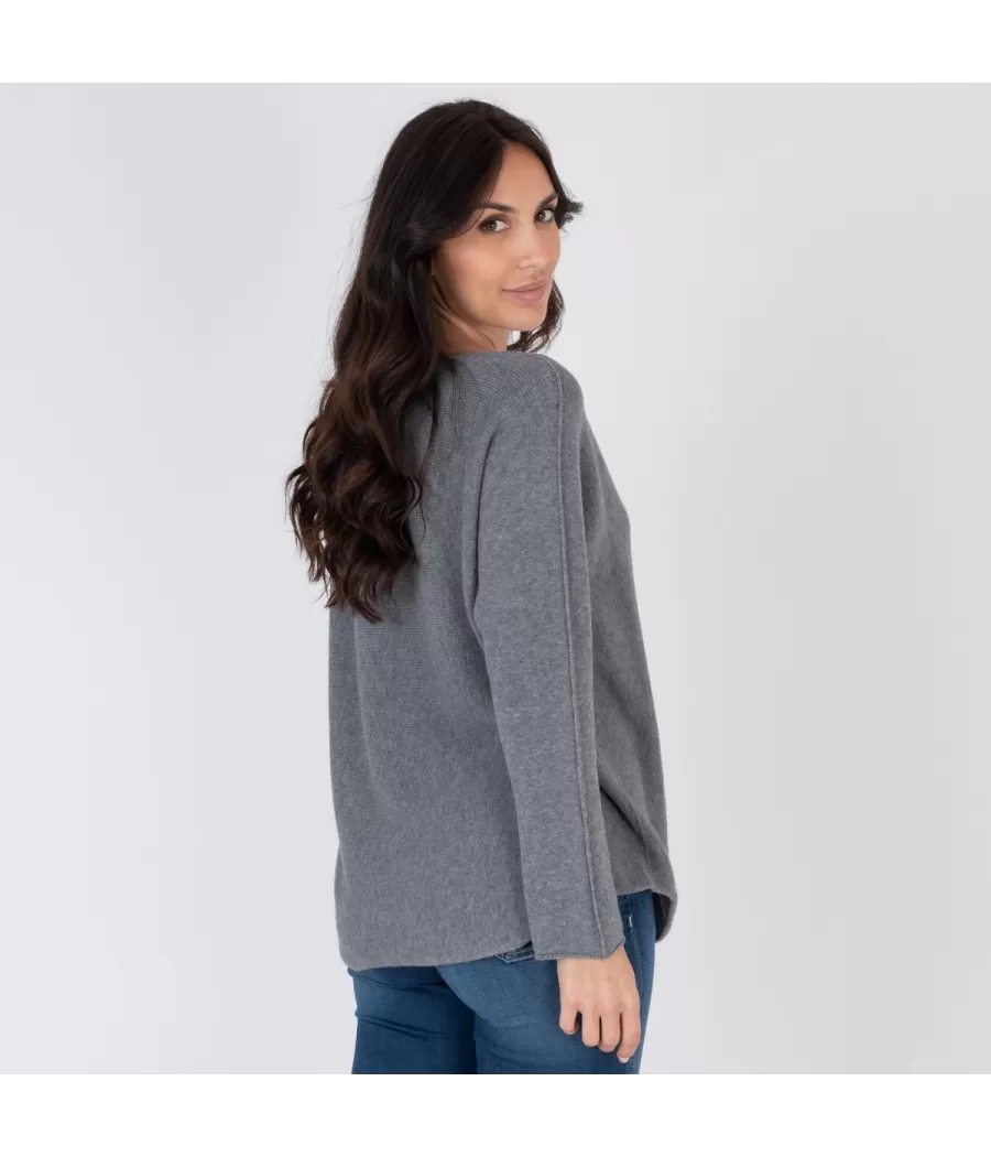 Pull femme couture gris | Kiwi Saint Tropez