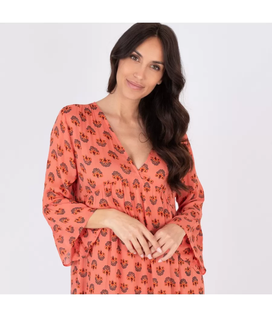 Robe femme longue Mississippi corail | Kiwi Saint Tropez