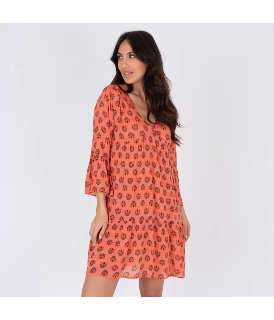 Robe femme courte Mississippi corail | Kiwi Saint Tropez