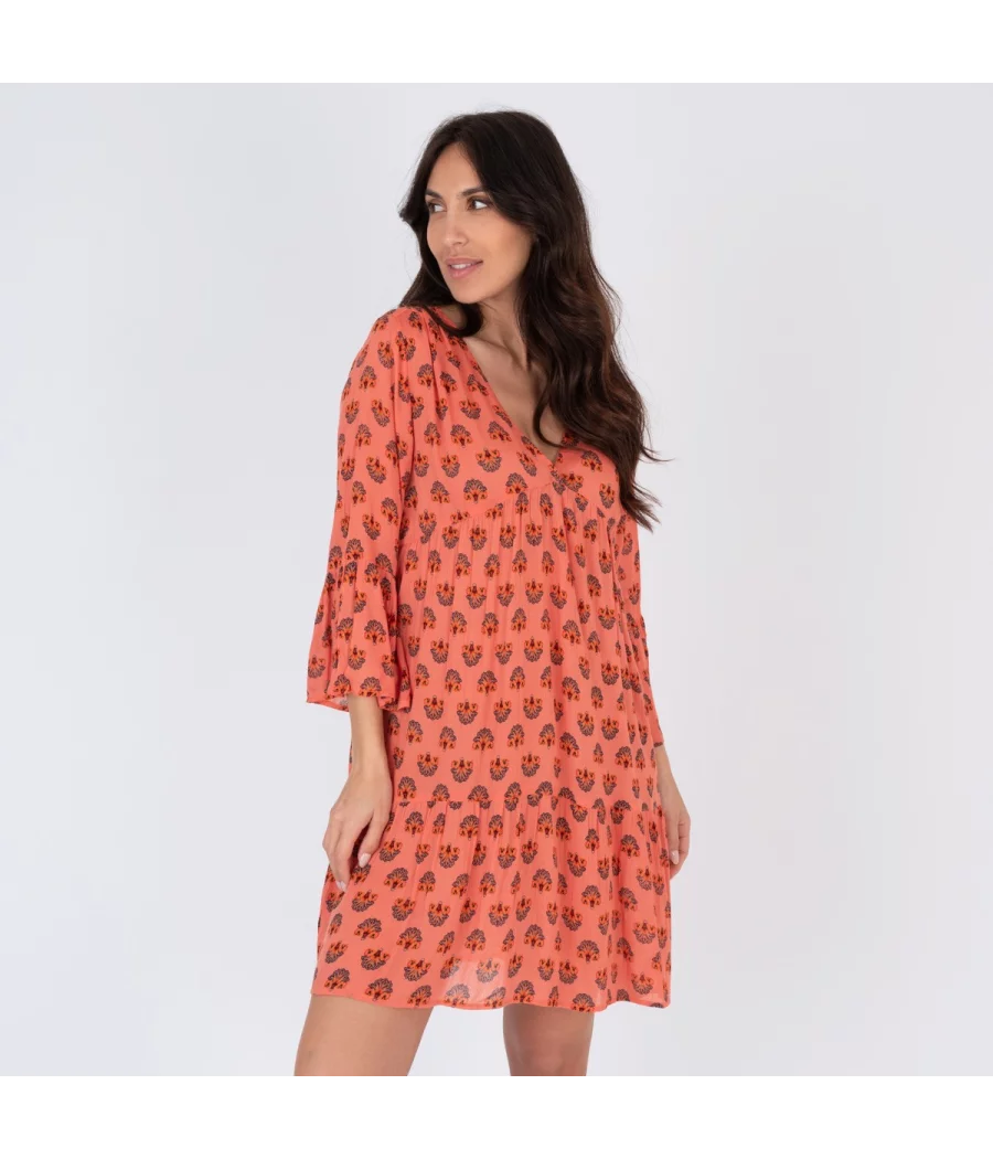 Robe femme courte Mississippi corail - Robes femme | Kiwi Saint Tropez