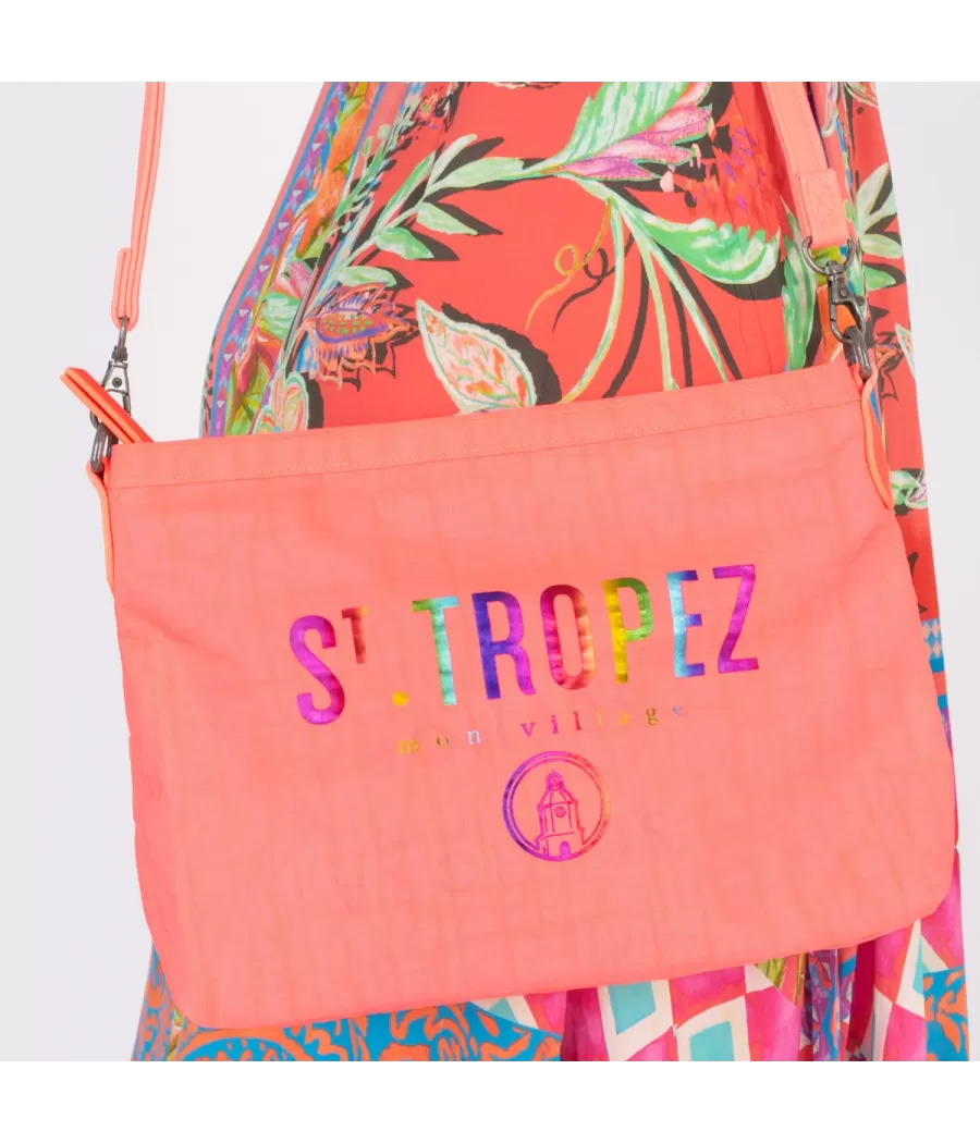 Saint Tropez koraal fluo clutch tas