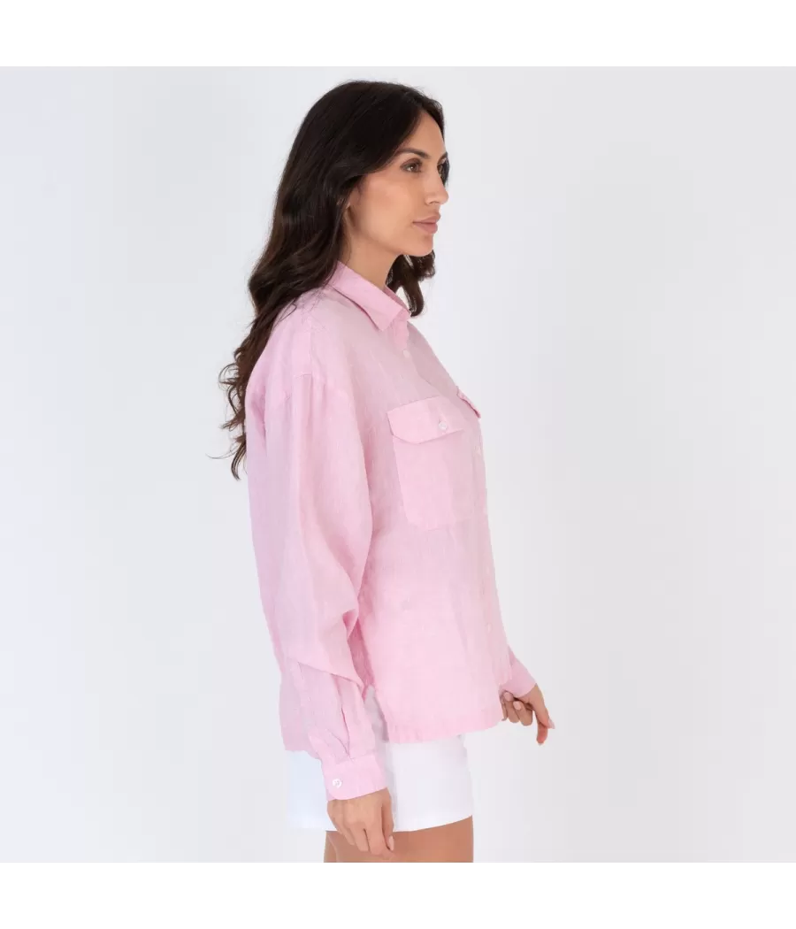 Chemise en lin femme oversize Laos pink | Kiwi Saint Tropez