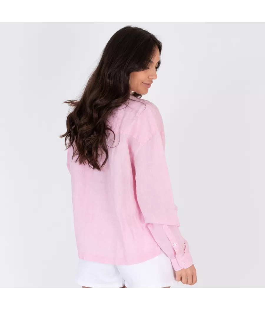 Chemise en lin femme oversize Laos pink | Kiwi Saint Tropez