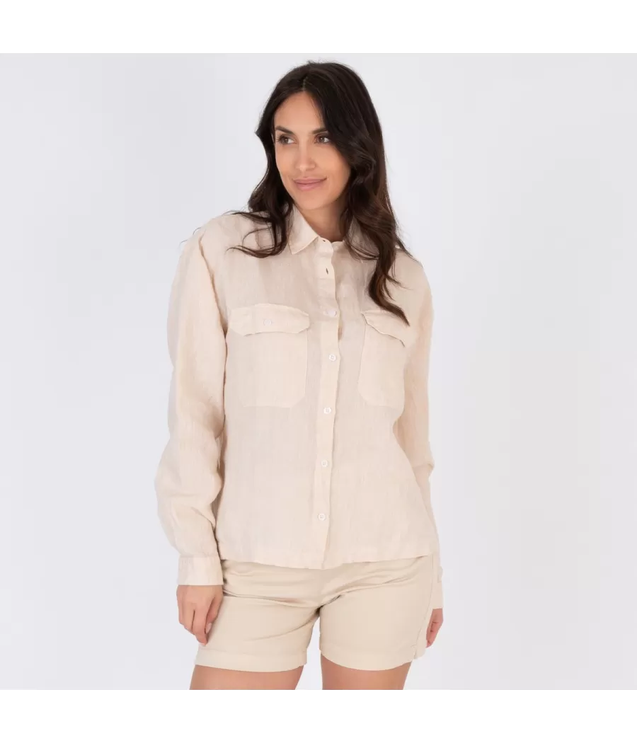 Chemise en lin femme oversize Laos naturel - Chemises femme | Kiwi Saint Tropez