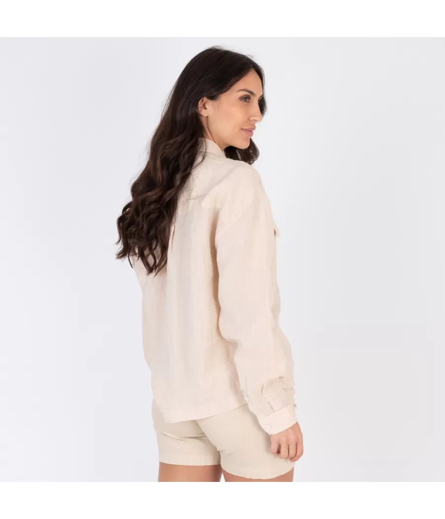 Chemise en lin femme oversize Laos naturel | Kiwi Saint Tropez