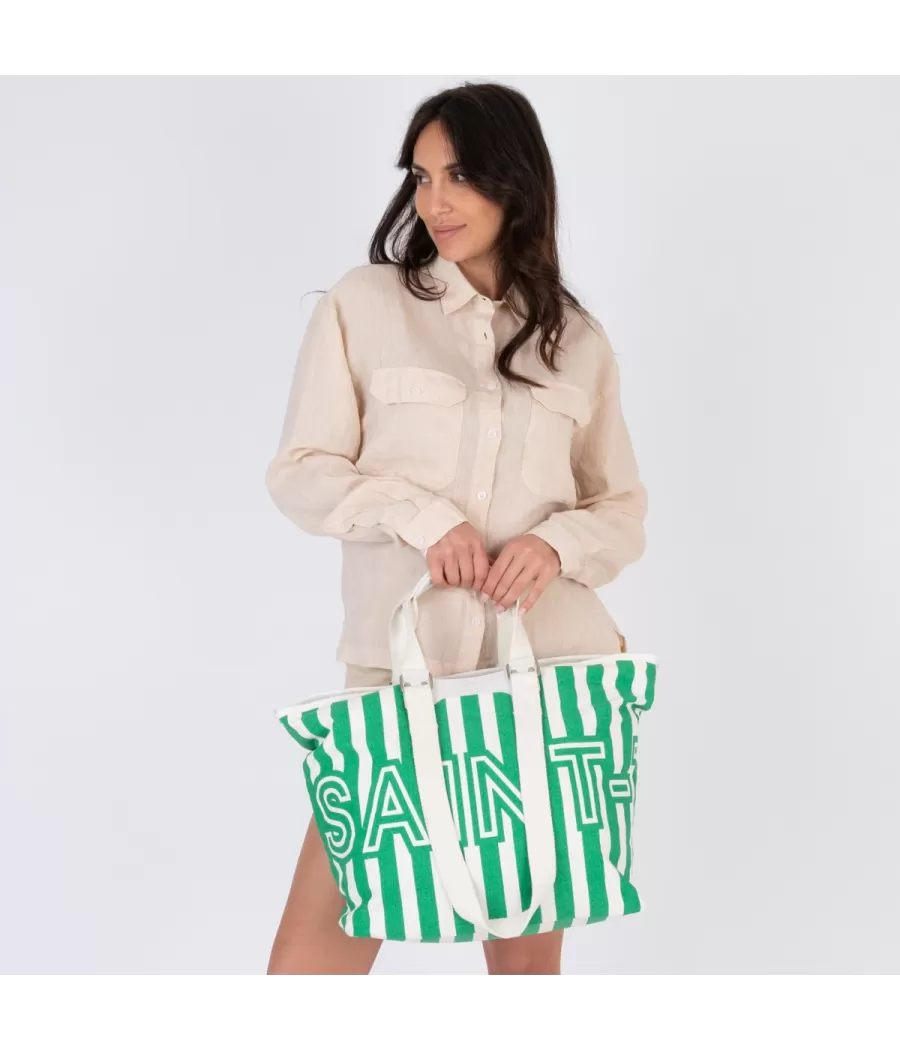 Sac Saint Tropez rayé vert medium | Kiwi Saint Tropez