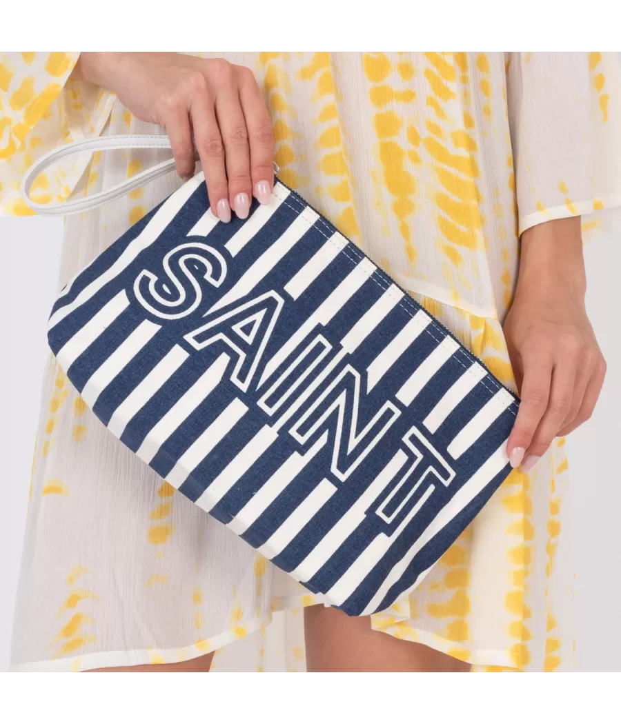 Pochette Saint Tropez rayée navy