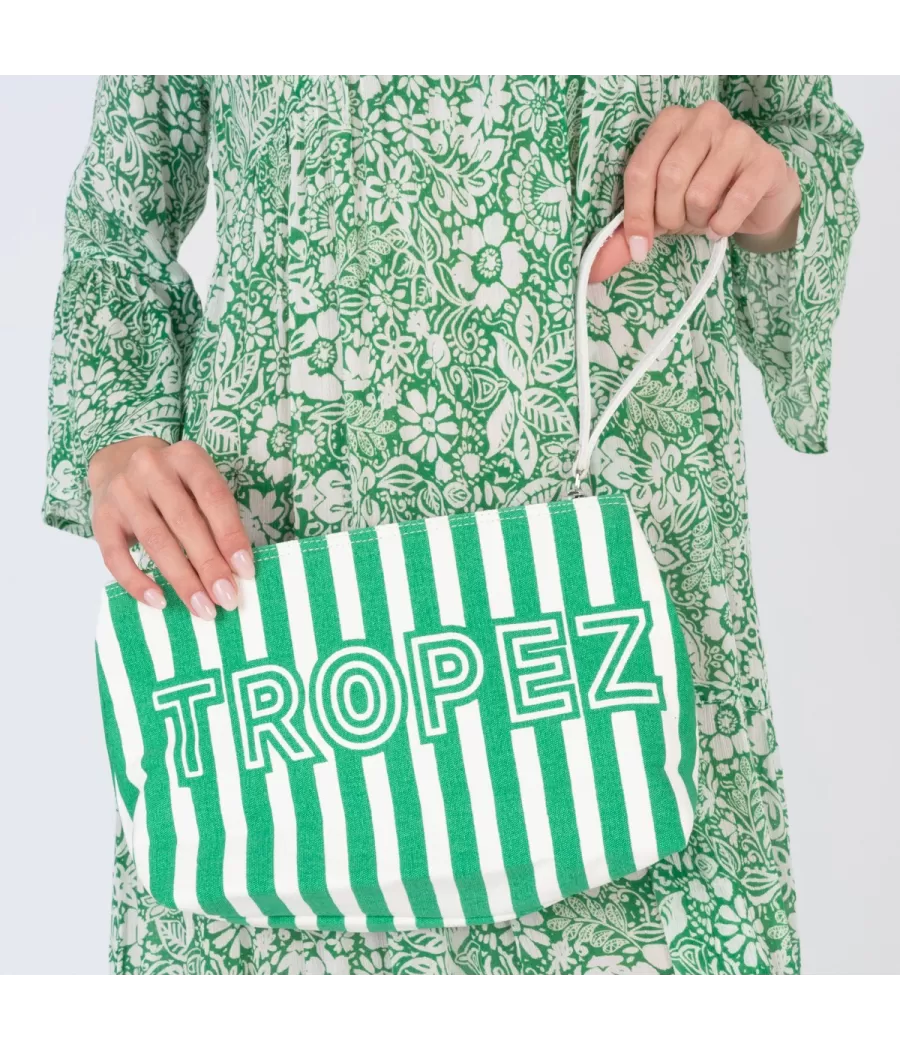 Pochette Saint Tropez rayée vert - Pochettes | Kiwi Saint Tropez