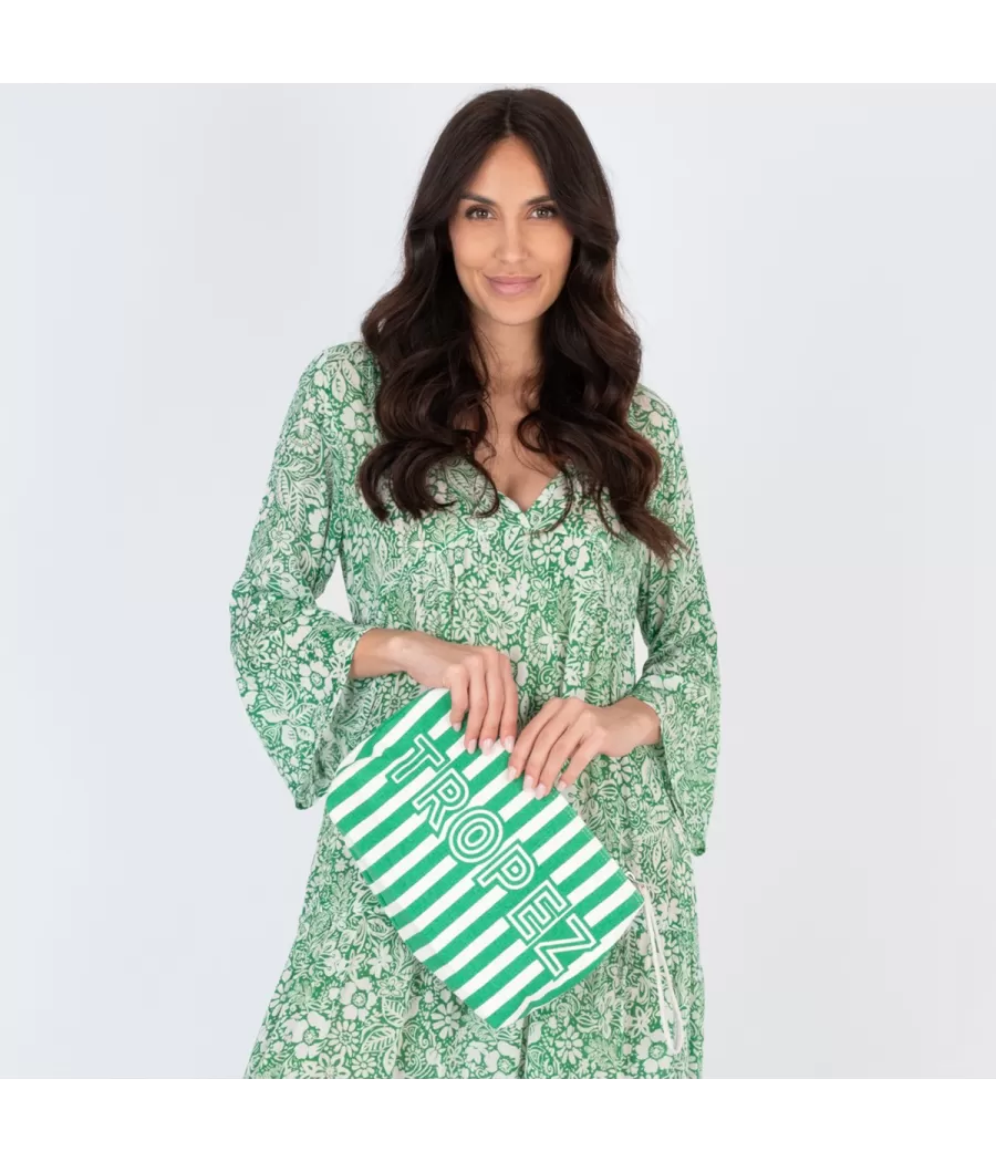 Pochette Saint Tropez rayée vert