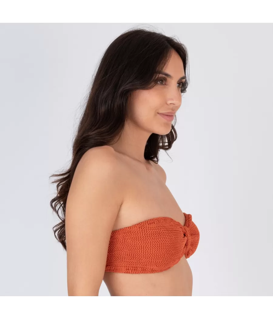 Haut de maillot femme bandeau resserré one size Wavy terracotta | Kiwi Saint Tropez