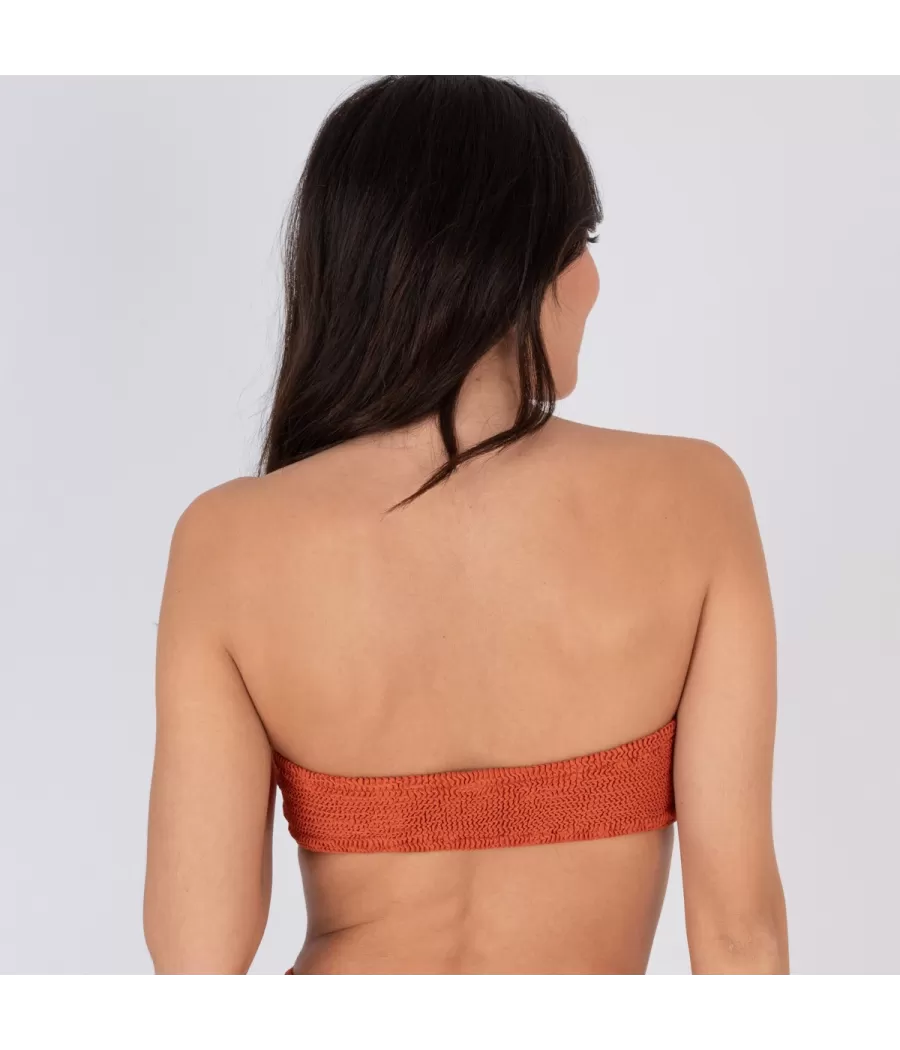 Haut de maillot femme bandeau resserré one size Wavy terracotta |Kiwi Saint Tropez