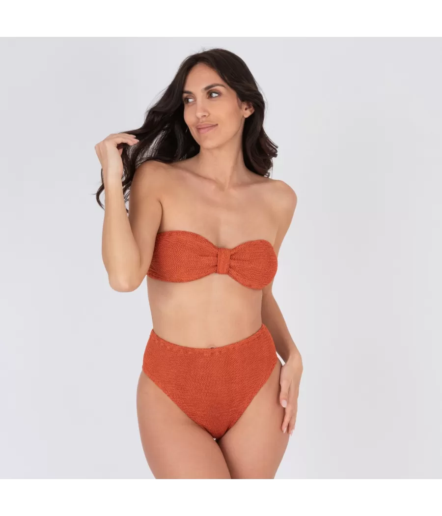 Haut de maillot femme bandeau resserré one size Wavy terracotta | Kiwi Saint Tropez