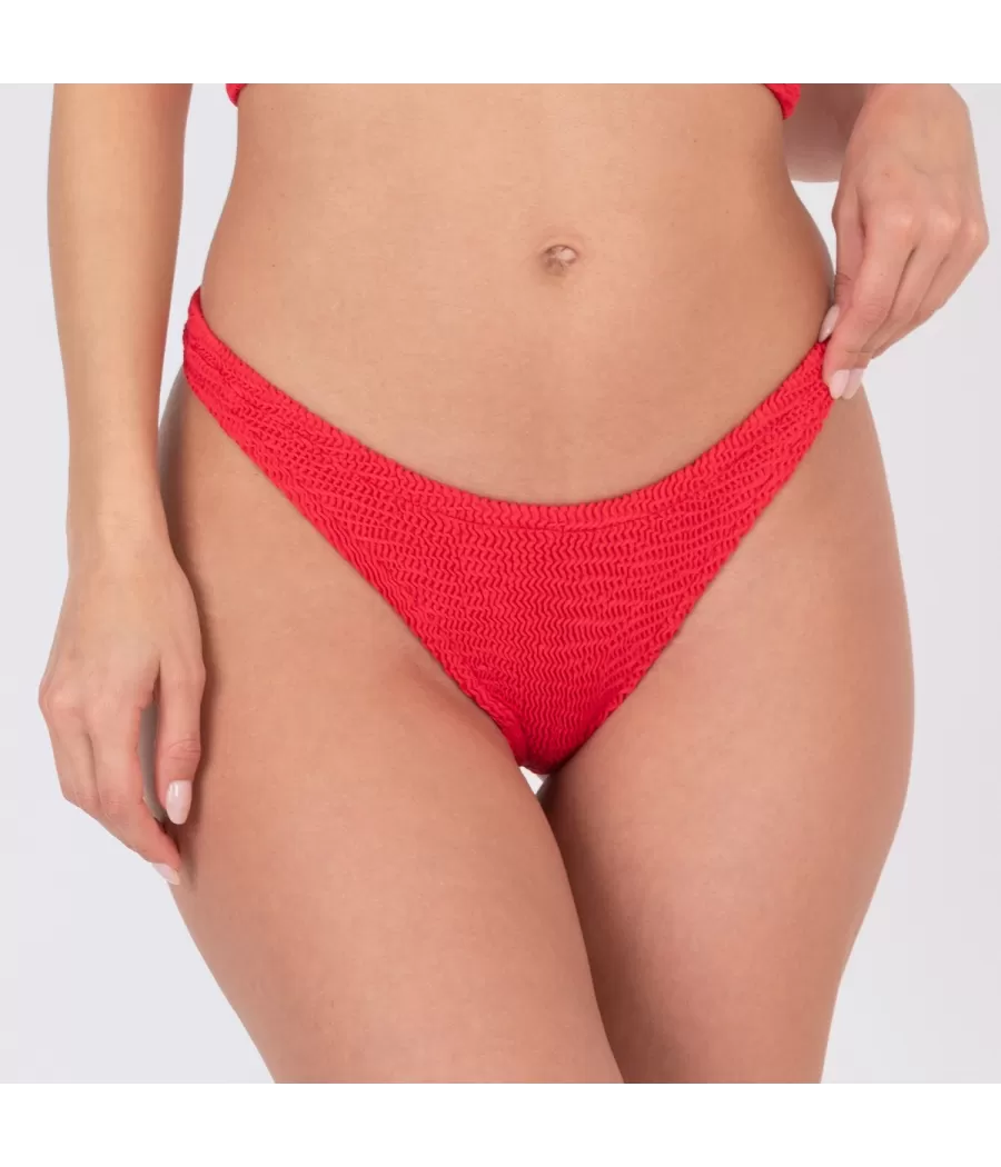 Culotte de maillot femme echancrée odelya one size Wavy rouge (Exclu web 2024) | Kiwi Saint Tropez