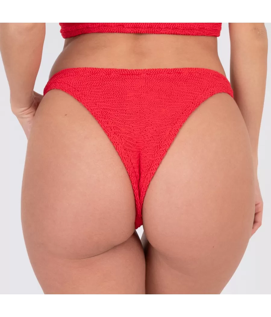 Culotte de maillot femme echancrée odelya one size Wavy rouge (Exclu web 2024) | Kiwi Saint Tropez