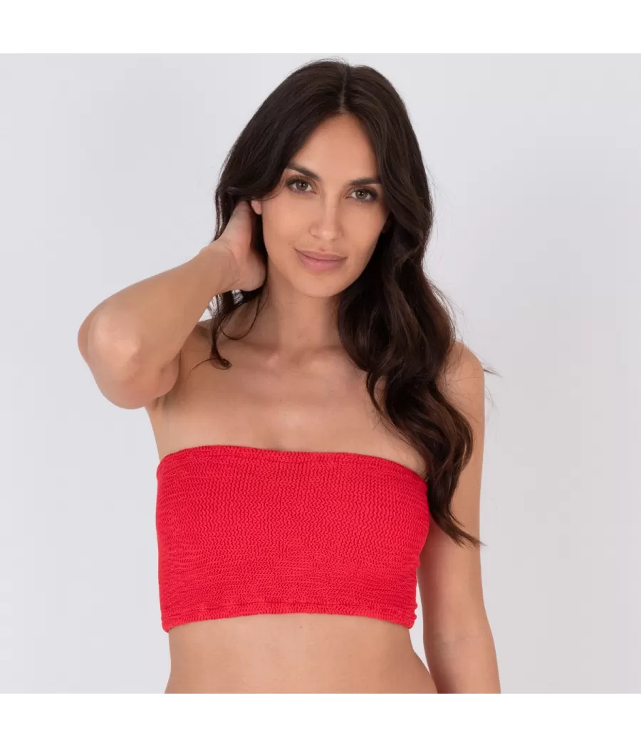 Bandeau bikinitop one size Golvend rood (exclusief web 2024)