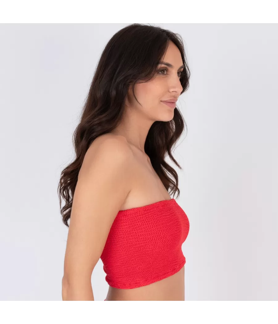 Haut de maillot femme bandeau one size Wavy rouge (Exclu web 2024) | Kiwi Saint Tropez