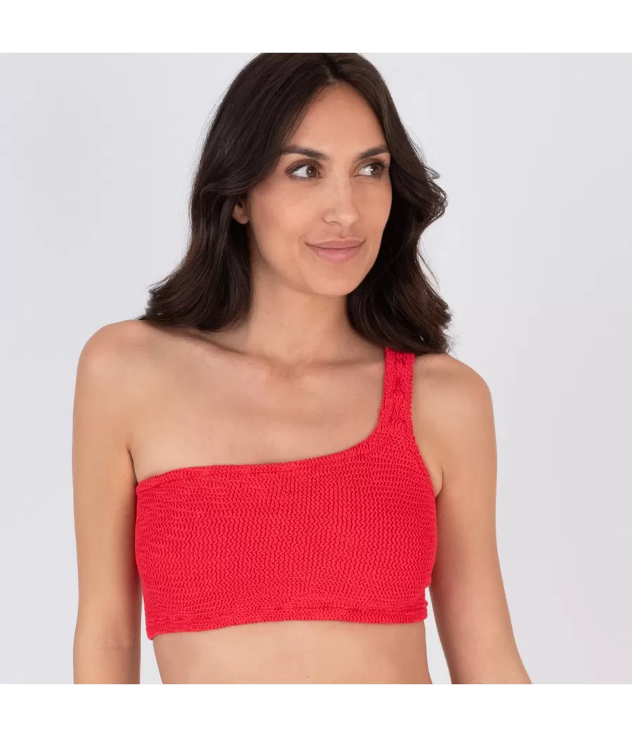 Haut de maillot femme asymétrique one size Wavy rouge (Exclu web 2024) |Kiwi Saint Tropez