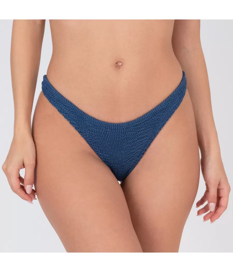 Culotte de maillot femme echancrée odelya one size Wavy denim (Exclu web 2024) - Maillots séparables unis | Kiwi Saint Tropez