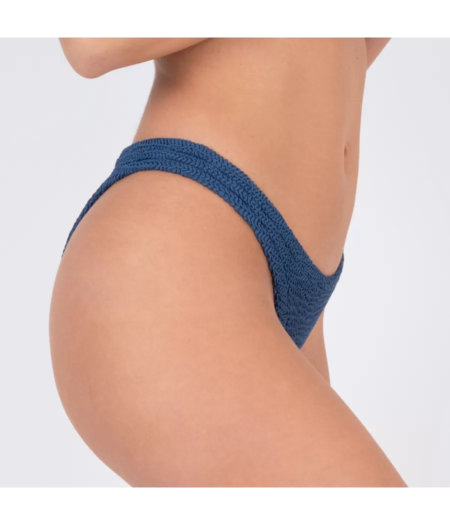 Culotte de maillot femme echancrée odelya one size Wavy denim (Exclu web 2024) | Kiwi Saint Tropez