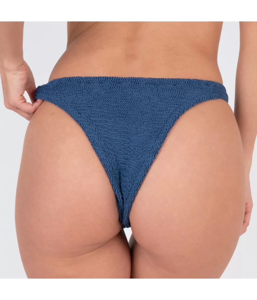 Culotte de maillot femme echancrée odelya one size Wavy denim (Exclu web 2024) | Kiwi Saint Tropez