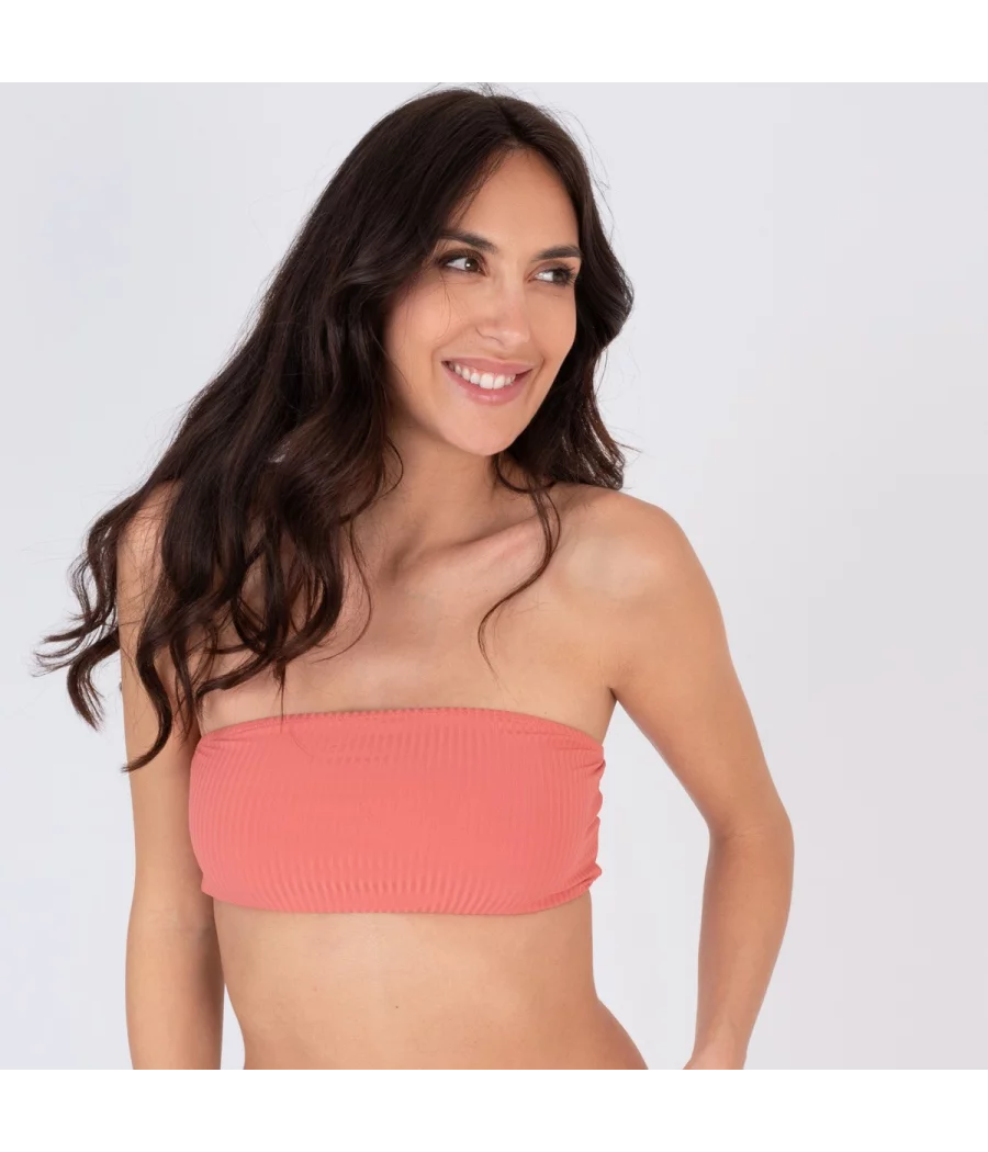 Haut de maillot femme bandeau mara rose grise (Exclu web 2024) - Plain mix and match | Kiwi Saint Tropez