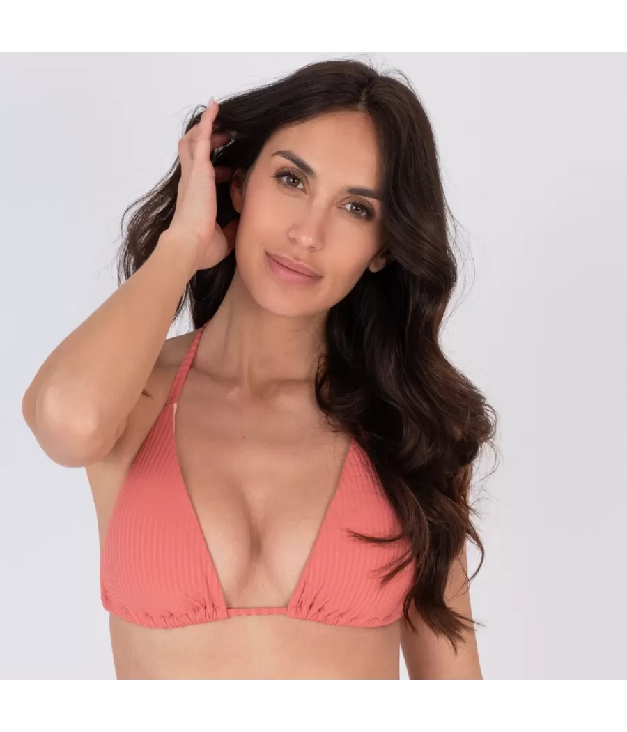 Haut de maillot femme triangle mara rose grise (Exclu web 2024) - Plain mix and match | Kiwi Saint Tropez