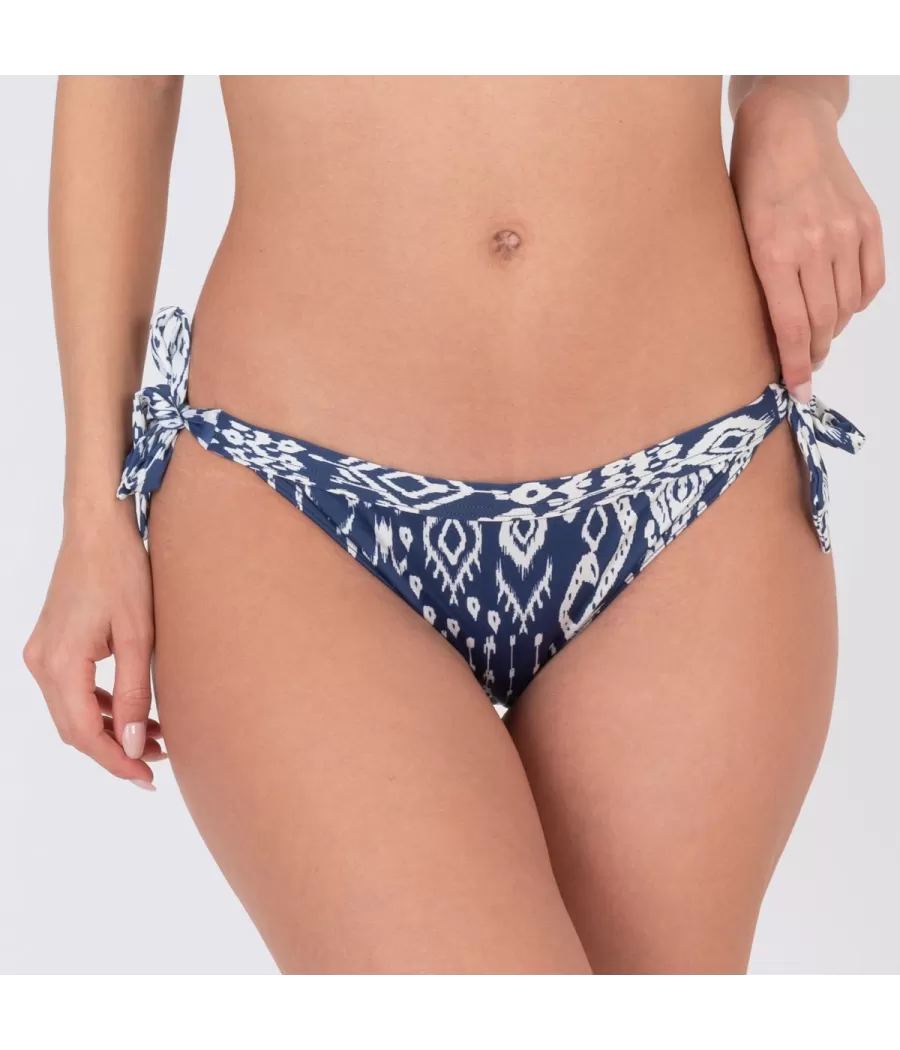 Culotte de maillot femme nouée ikat navy - Maillots séparables imprimés | Kiwi Saint Tropez