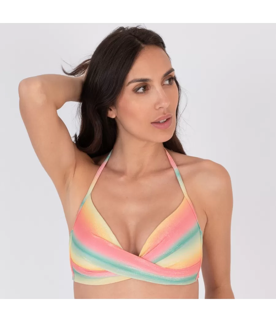 Dameszwempak top tie&dye mini zalm - Maillots séparables imprimés | Kiwi Saint Tropez