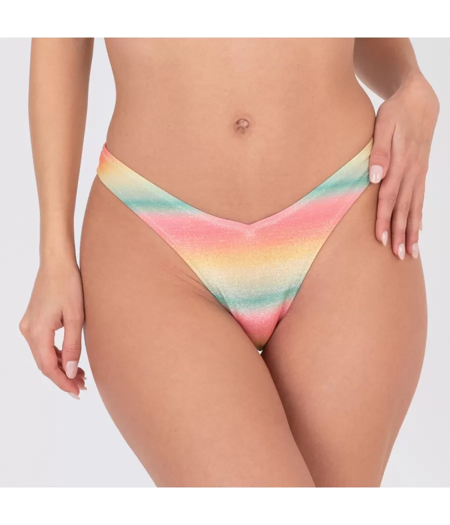 Culotte de maillot femme échancrée tie&dye mini saumon | Kiwi Saint Tropez