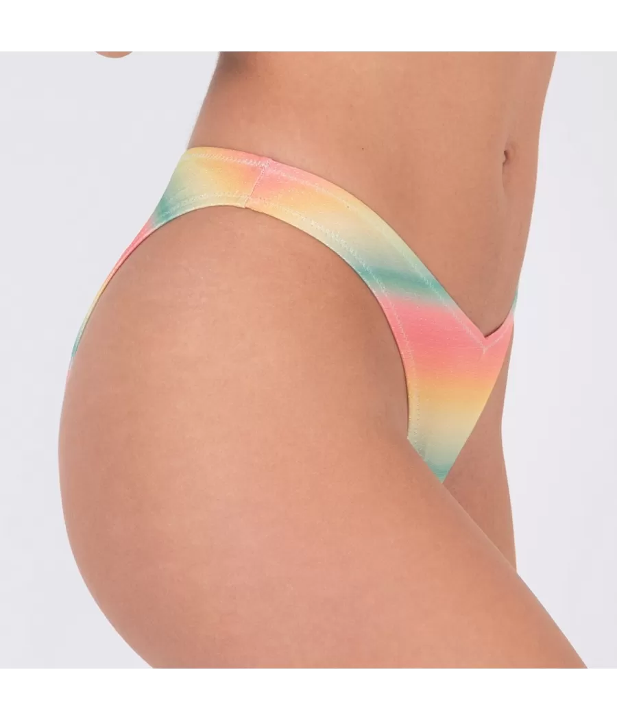 Culotte de maillot femme échancrée tie&dye mini saumon | Kiwi Saint Tropez