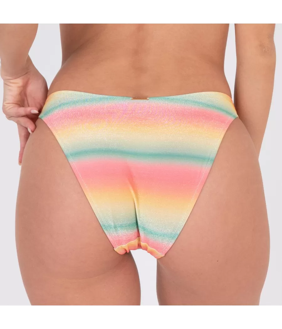 Culotte de maillot femme échancrée tie&dye mini saumon | Kiwi Saint Tropez