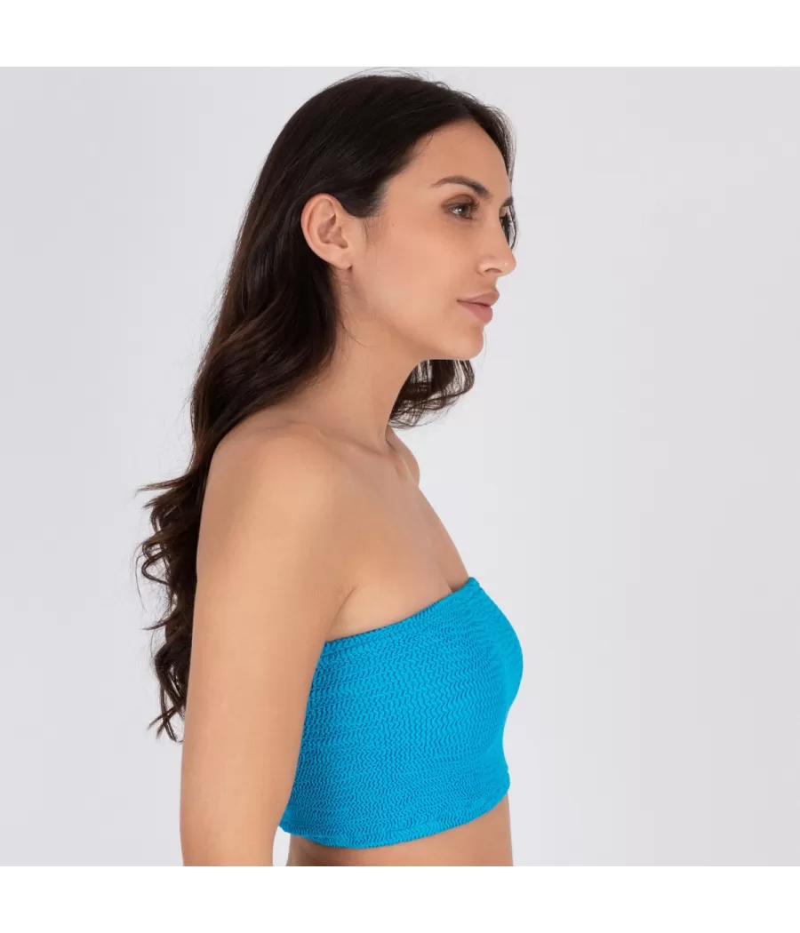 Haut de maillot femme bandeau one size Wavy bleu| Kiwi Saint Tropez