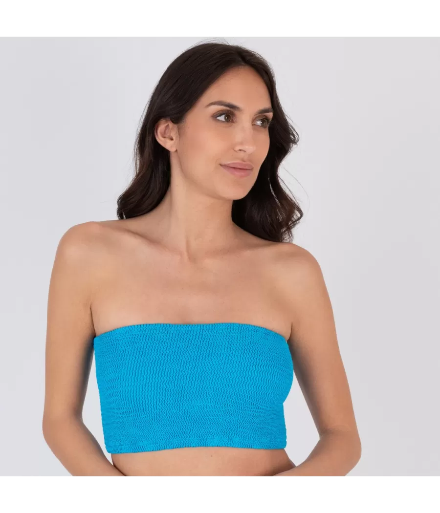 Haut de maillot femme bandeau one size Wavy bleu - Plain mix and match | Kiwi Saint Tropez