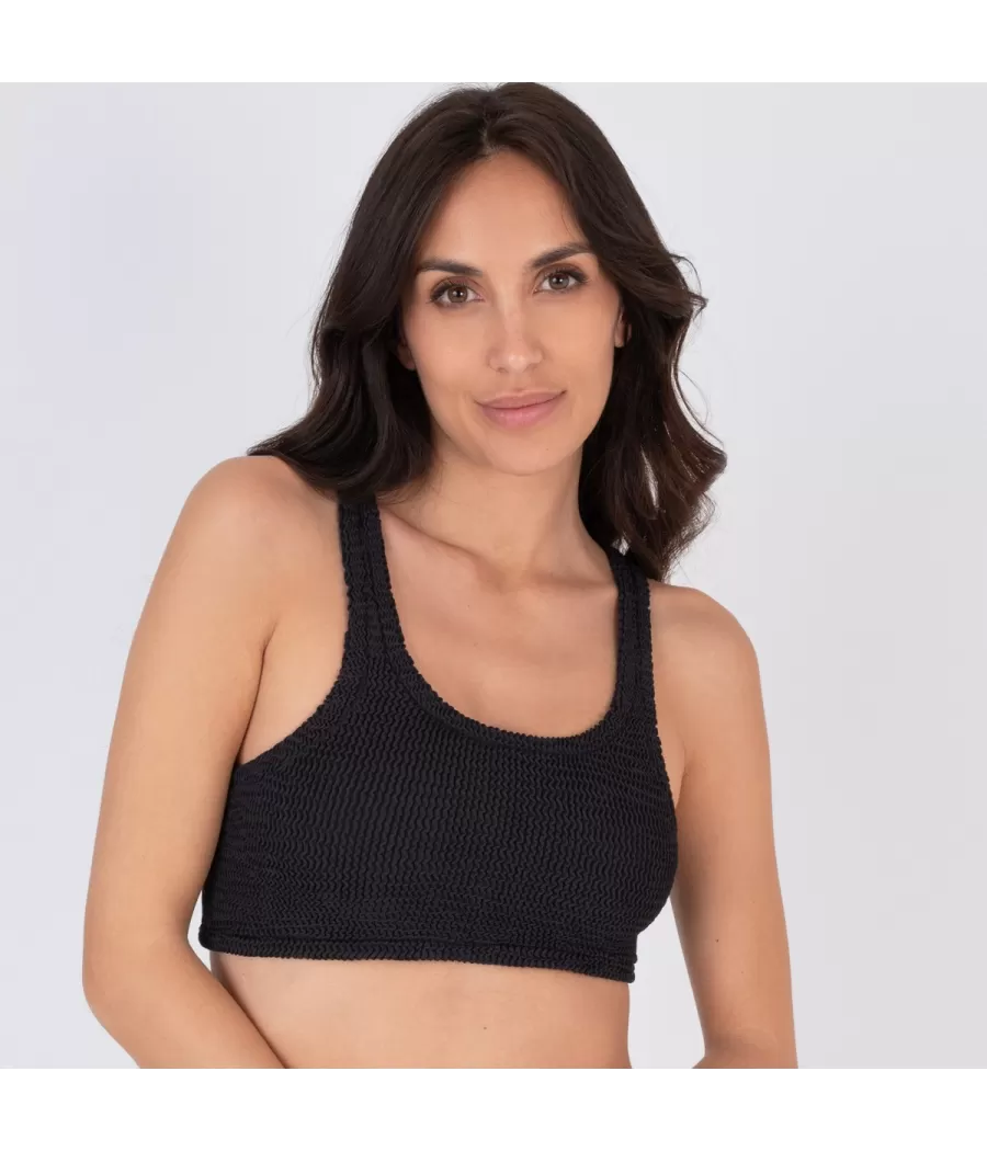 Haut de maillot femme brassière one size Wavy noir - Plain mix and match | Kiwi Saint Tropez