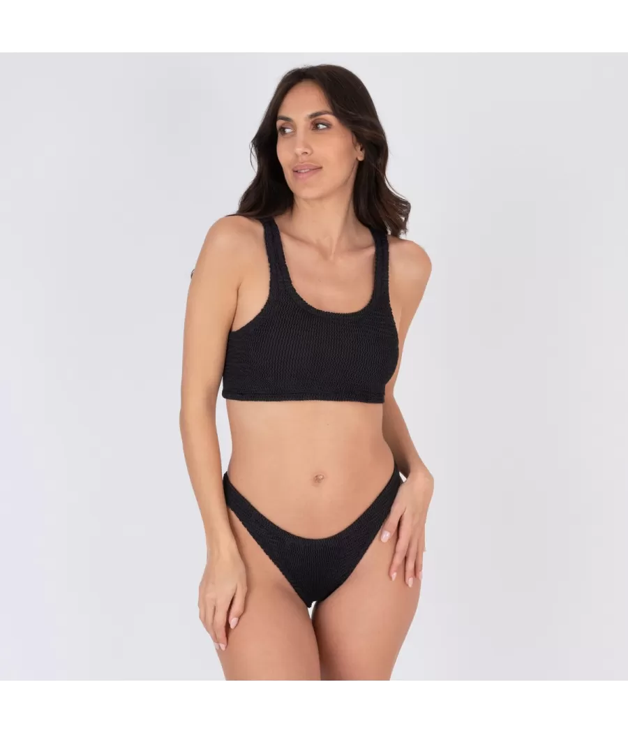 Haut de maillot femme brassière one size Wavy noir | Kiwi Saint Tropez