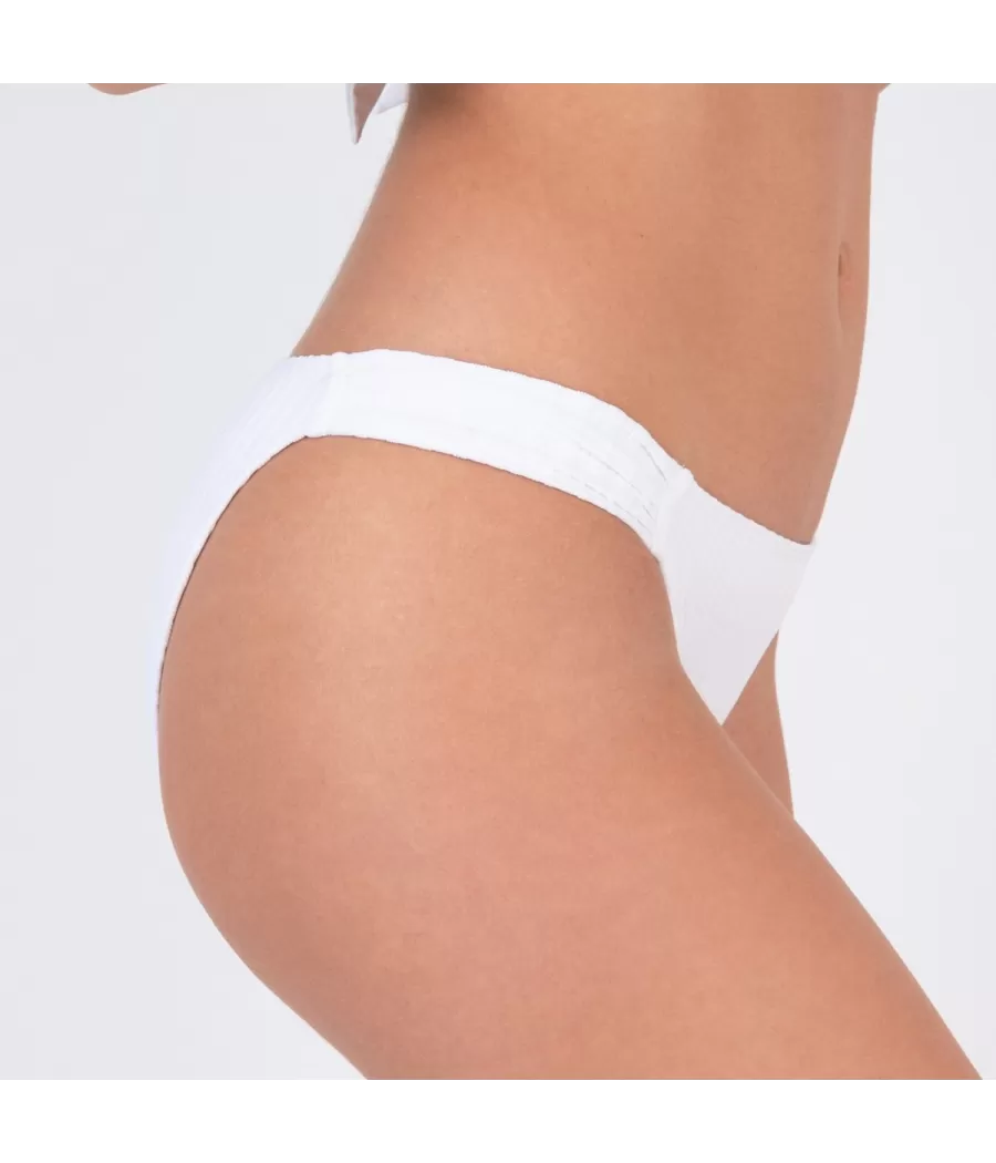 Culotte de maillot femme echancrée Sahel blanc | Kiwi Saint Tropez