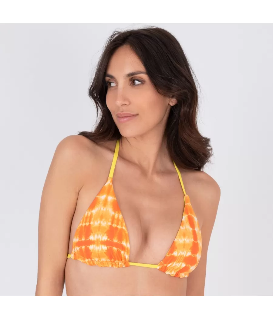 Haut de maillot femme triangle large délavé orange