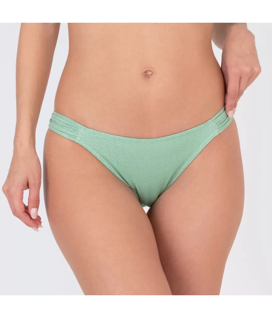 Culotte de maillot femme echancrée shiny amande