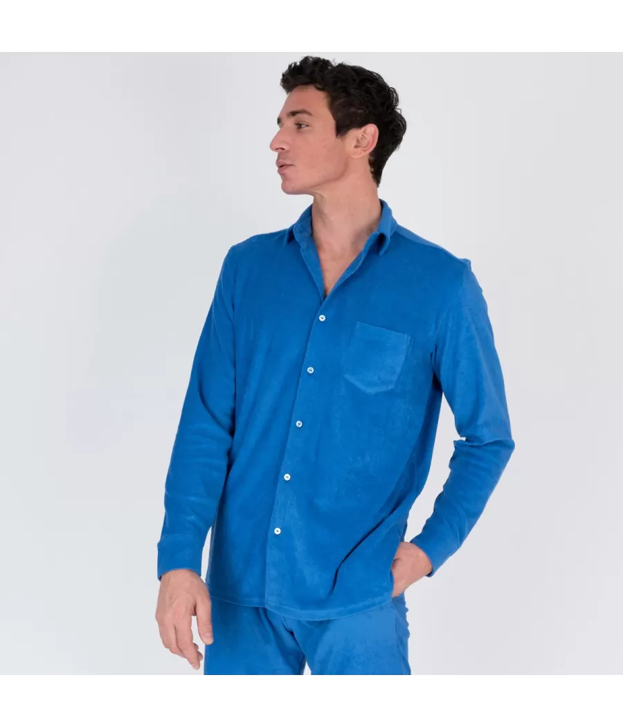 Chemise homme éponge Terry bleu - Chemises | Kiwi Saint Tropez