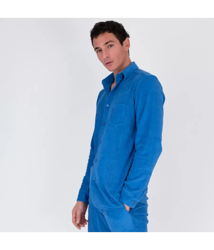 Chemise homme éponge Terry bleu | Kiwi Saint Tropez