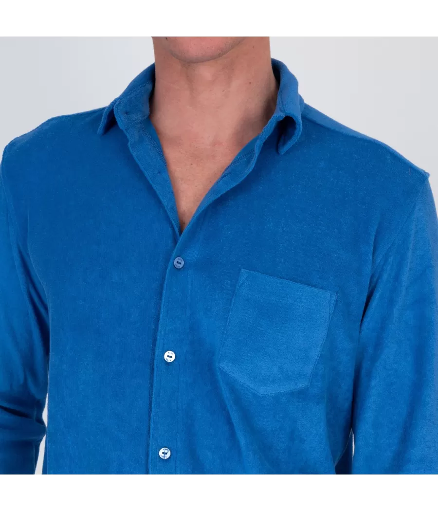 Chemise homme éponge Terry bleu | Kiwi Saint Tropez