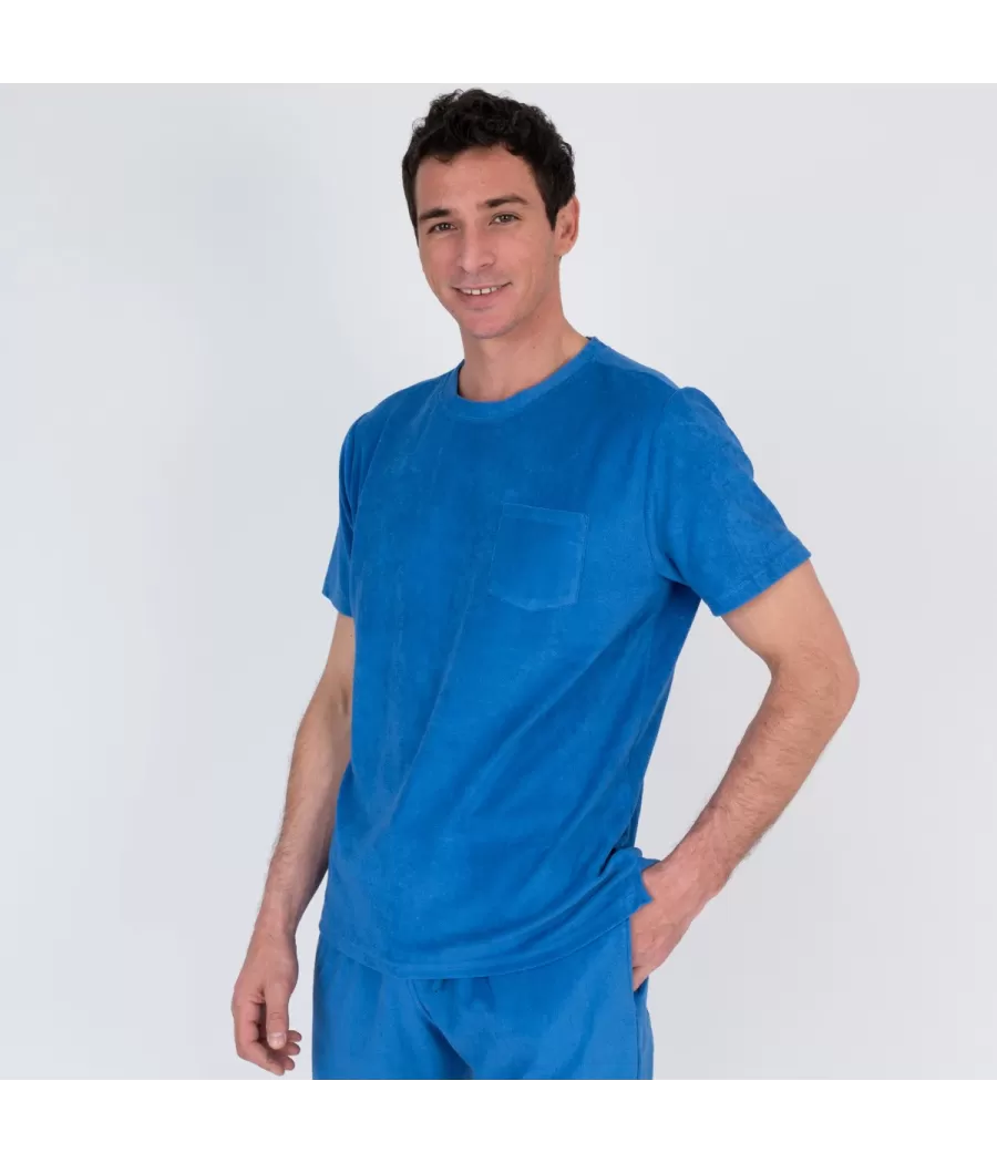 T-shirt homme éponge Terry bleu | Kiwi Saint Tropez