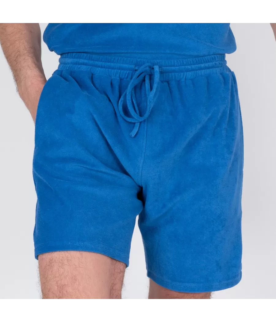 Bermuda homme éponge Terry bleu - Shorts men  | Kiwi Saint Tropez