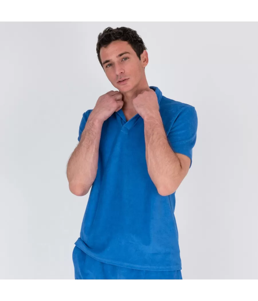 Polo homme éponge Terry bleu - Polos homme | Kiwi Saint Tropez