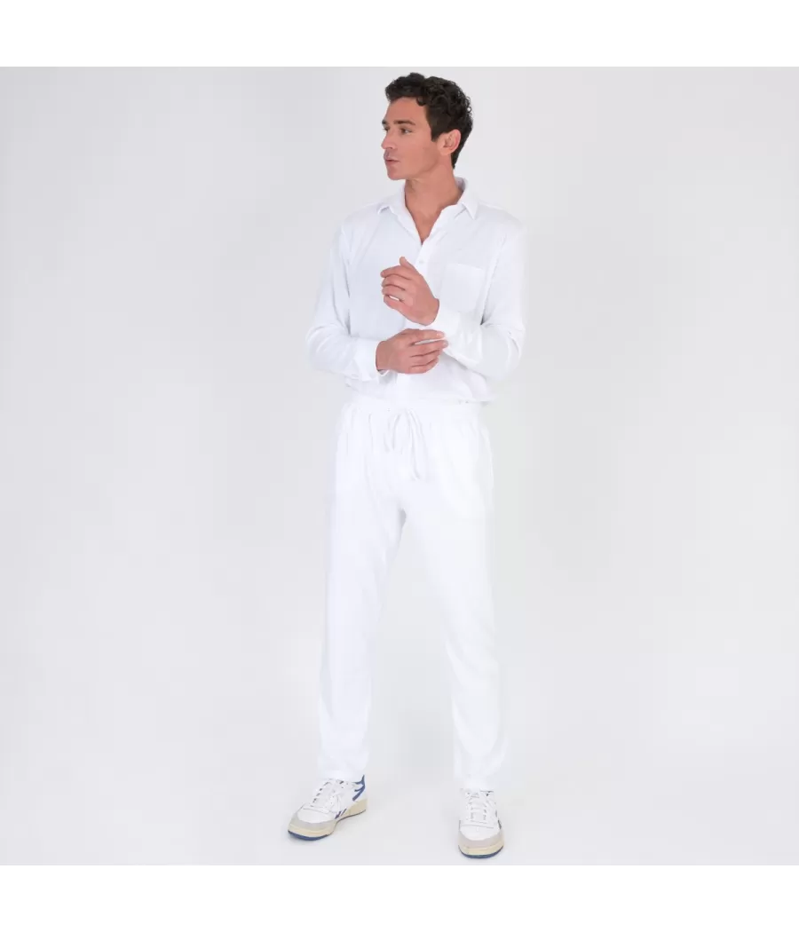 Pantalon homme éponge Terry blanc - Pantalons | Kiwi Saint Tropez